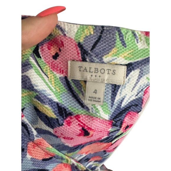 TALBOTS Spring Floral V Neck Dress Size 4 - Picture 9 of 9